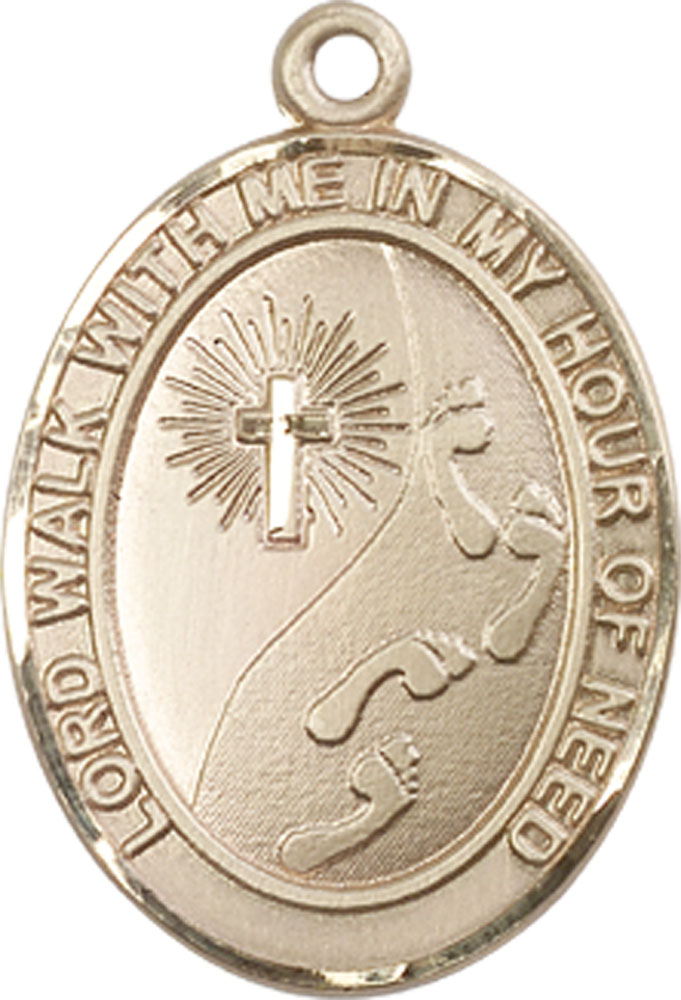 14kt Gold Footprints Cross Medal