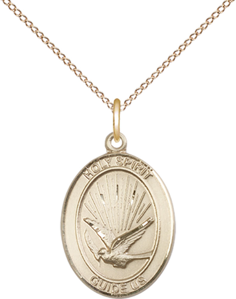 14kt Gold Filled Holy Spirit Pendant on a 18 inch Gold Filled Light Curb chain