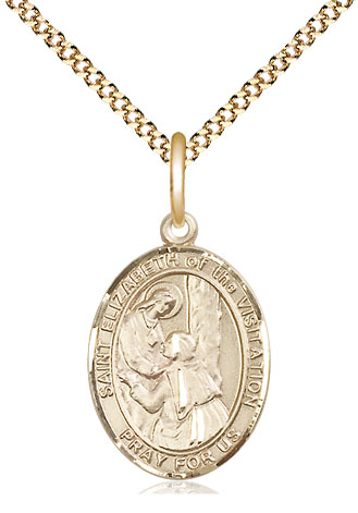 14kt Gold Filled Saint Elizabeth of the Visitation Pendant on a 18 inch Gold Plate Light Curb chain