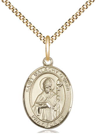 14kt Gold Filled Saint Malachy O'More Pendant on a 18 inch Gold Plate Light Curb chain