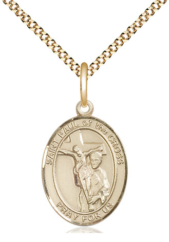 14kt Gold Filled Saint Paul of the Cross Pendant on a 18 inch Gold Plate Light Curb chain