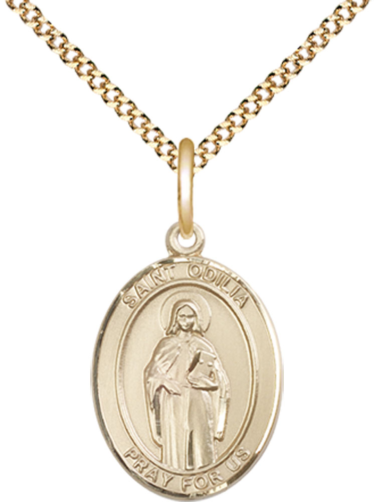 14kt Gold Filled Saint Odilia Pendant on a 18 inch Gold Plate Light Curb chain