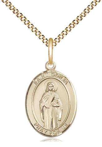 14kt Gold Filled Saint Odilia Pendant on a 18 inch Gold Plate Light Curb chain