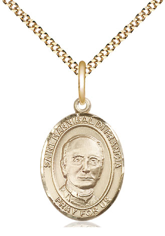 14kt Gold Filled Saint Hannibal Pendant on a 18 inch Gold Plate Light Curb chain