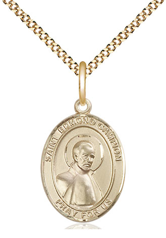 14kt Gold Filled Saint Edmund Campion Pendant on a 18 inch Gold Plate Light Curb chain