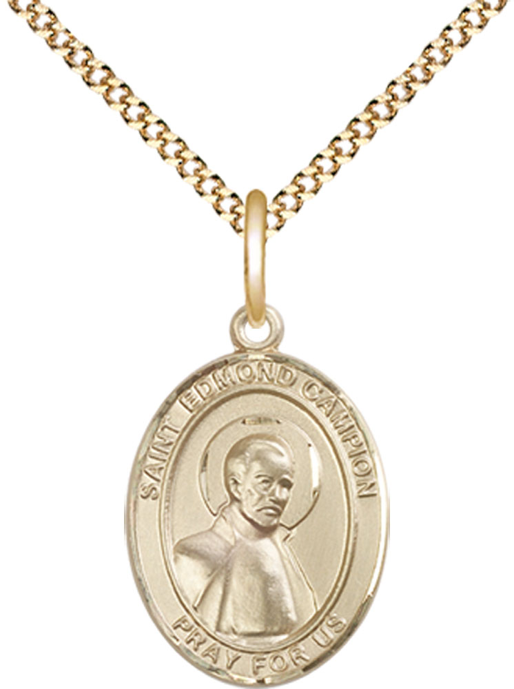 14kt Gold Filled Saint Edmund Campion Pendant on a 18 inch Gold Plate Light Curb chain