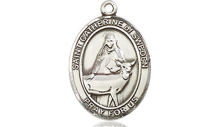 Sterling Silver Saint Catherine of Sweden Medal