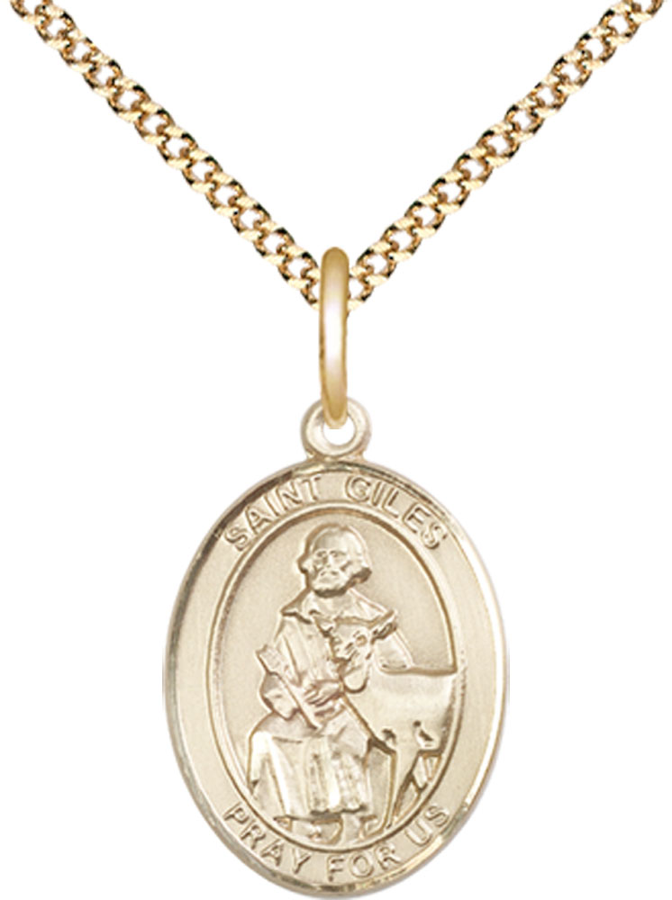 14kt Gold Filled Saint Giles Pendant on a 18 inch Gold Plate Light Curb chain