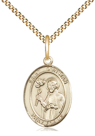 14kt Gold Filled Saint Dunstan Pendant on a 18 inch Gold Plate Light Curb chain