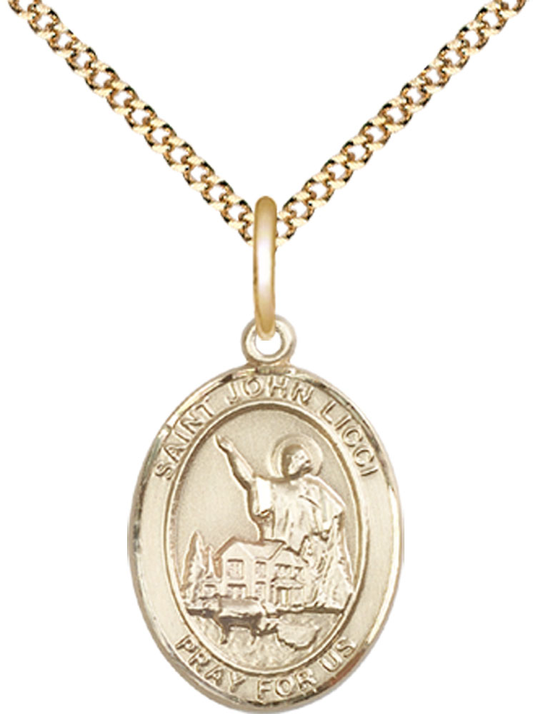 14kt Gold Filled Saint John Licci Pendant on a 18 inch Gold Plate Light Curb chain