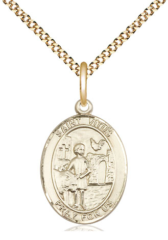 14kt Gold Filled Saint Vitus Pendant on a 18 inch Gold Plate Light Curb chain
