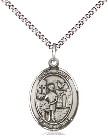 Sterling Silver Saint Vitus Pendant on a 18 inch Light Rhodium Light Curb chain