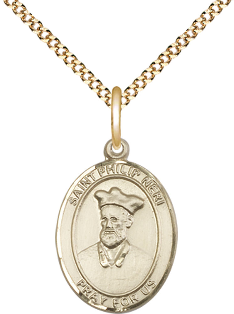 14kt Gold Filled Saint Philip Neri Pendant on a 18 inch Gold Plate Light Curb chain