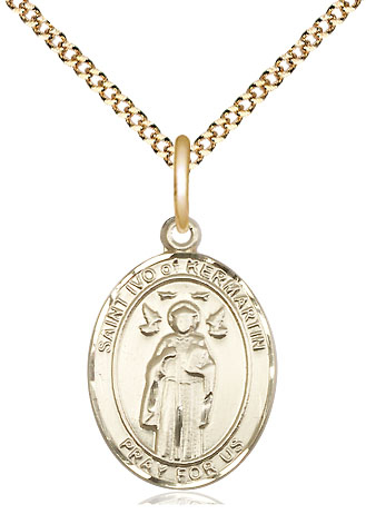 14kt Gold Filled Saint Ivo of Kelmartin Pendant on a 18 inch Gold Plate Light Curb chain