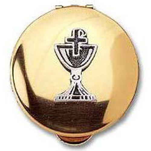 1/2 X 2 7/8 Chalice Pyx Gold w/Pewter Motif