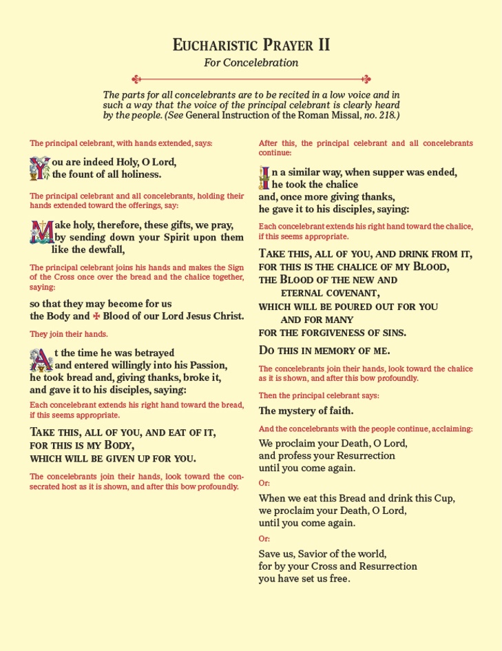 Eucharistic Prayer Cards  - Prayer 2