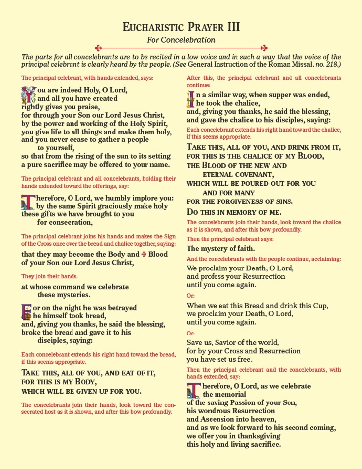 Eucharistic Prayer Cards  - Prayer 3