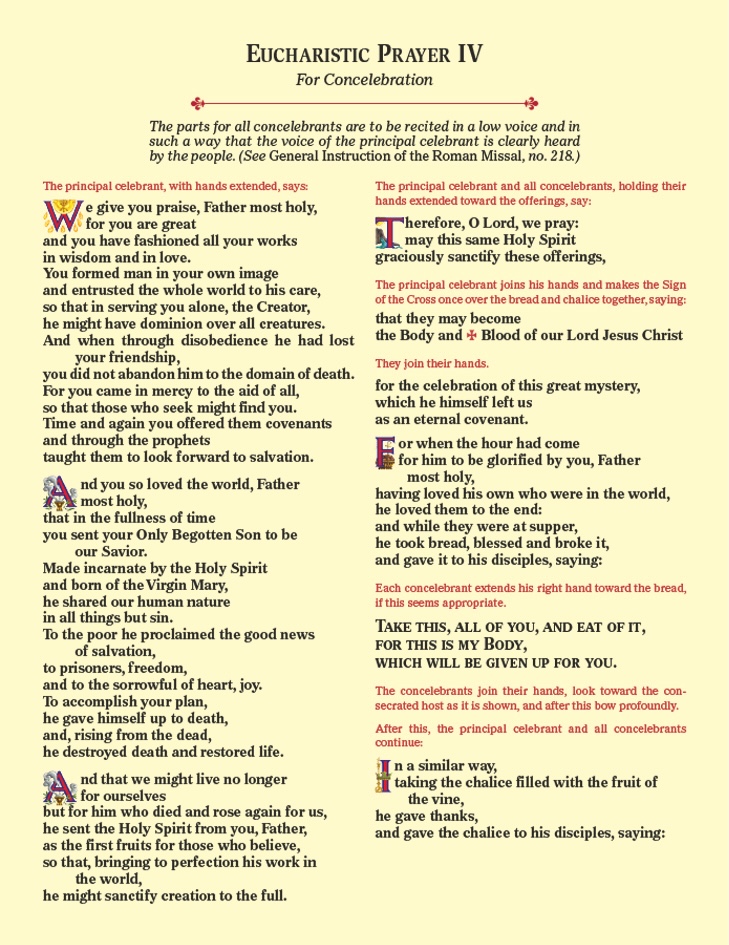 Eucharistic Prayer Cards  - Prayer 4