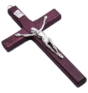 4.7in. Dark Stain Pine Wood Crucifix 