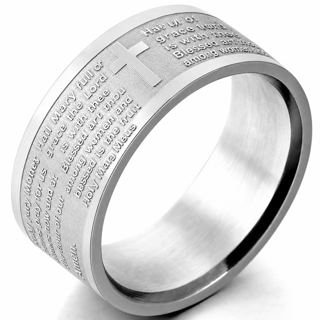 Stainless Steel Hail Mary Ring - Size 6