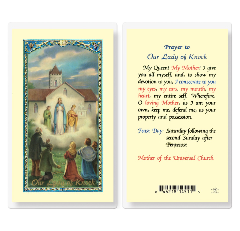 Our Lady of Knock Prayer Laminated Holy Card