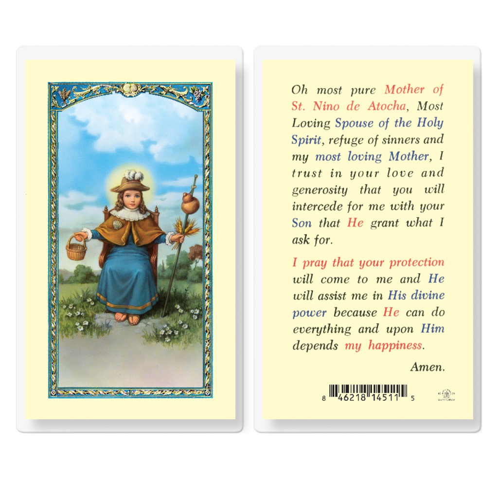 Saint Nino of Atocha Laminated Holy Card