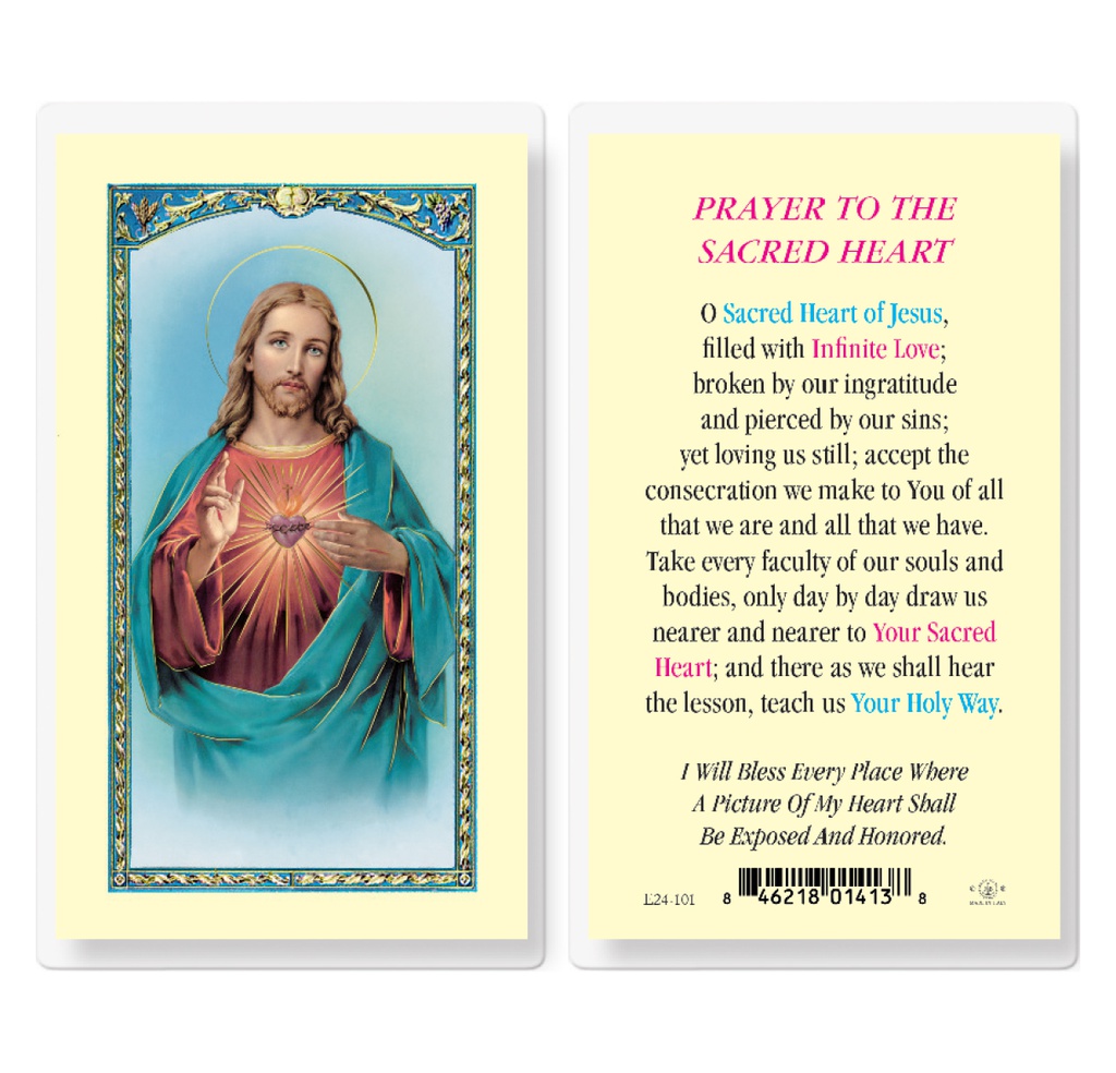 Sacred Heart of Jesus Laminated Holy Card