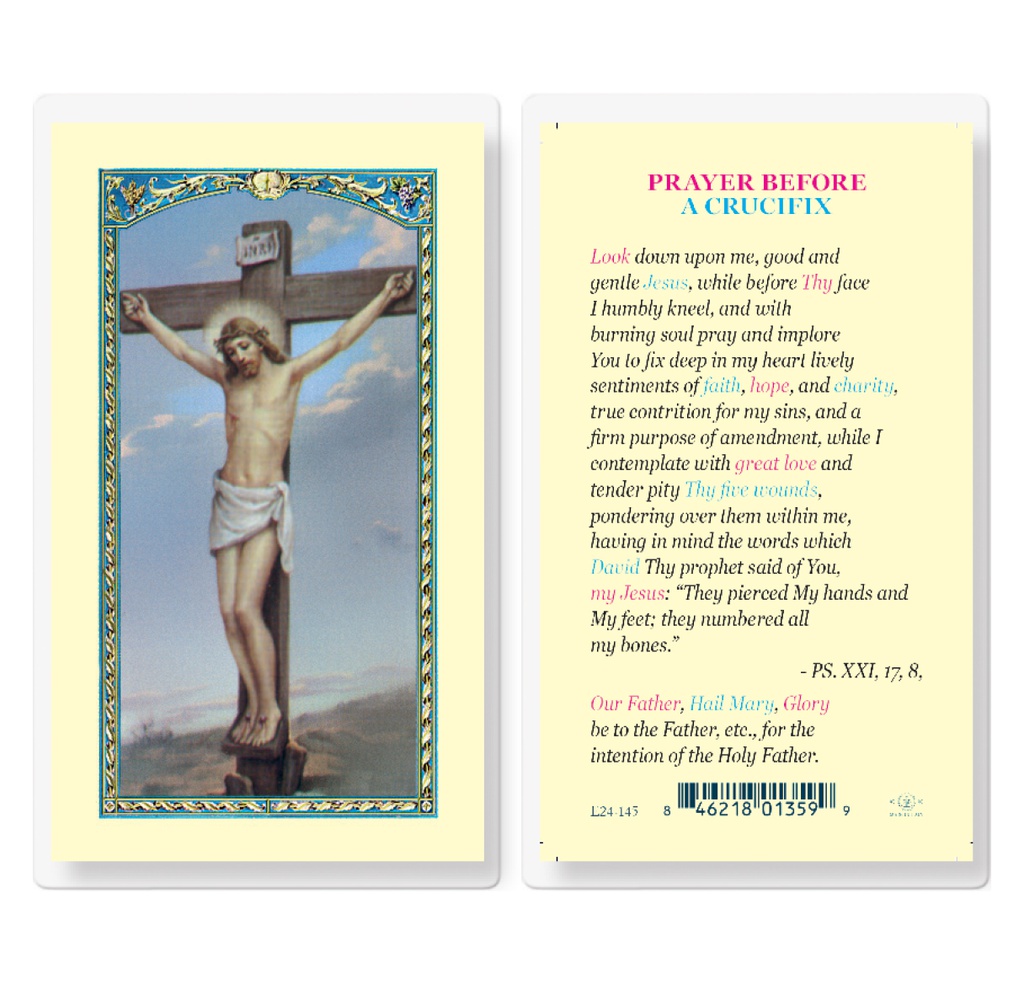 Prayer Before a Crucifix Laminated Holy Card