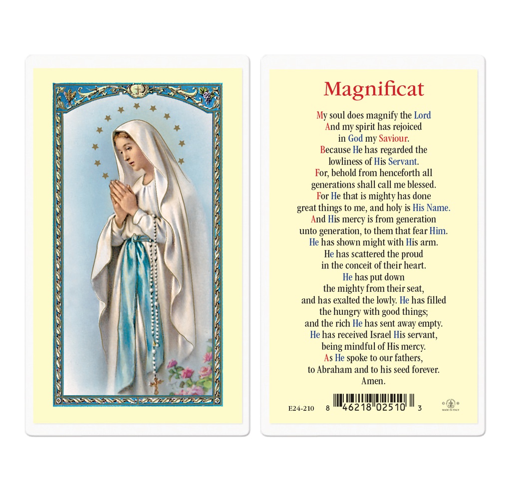 Magnificat - Our Lady of Lourdes Laminated Holy Card