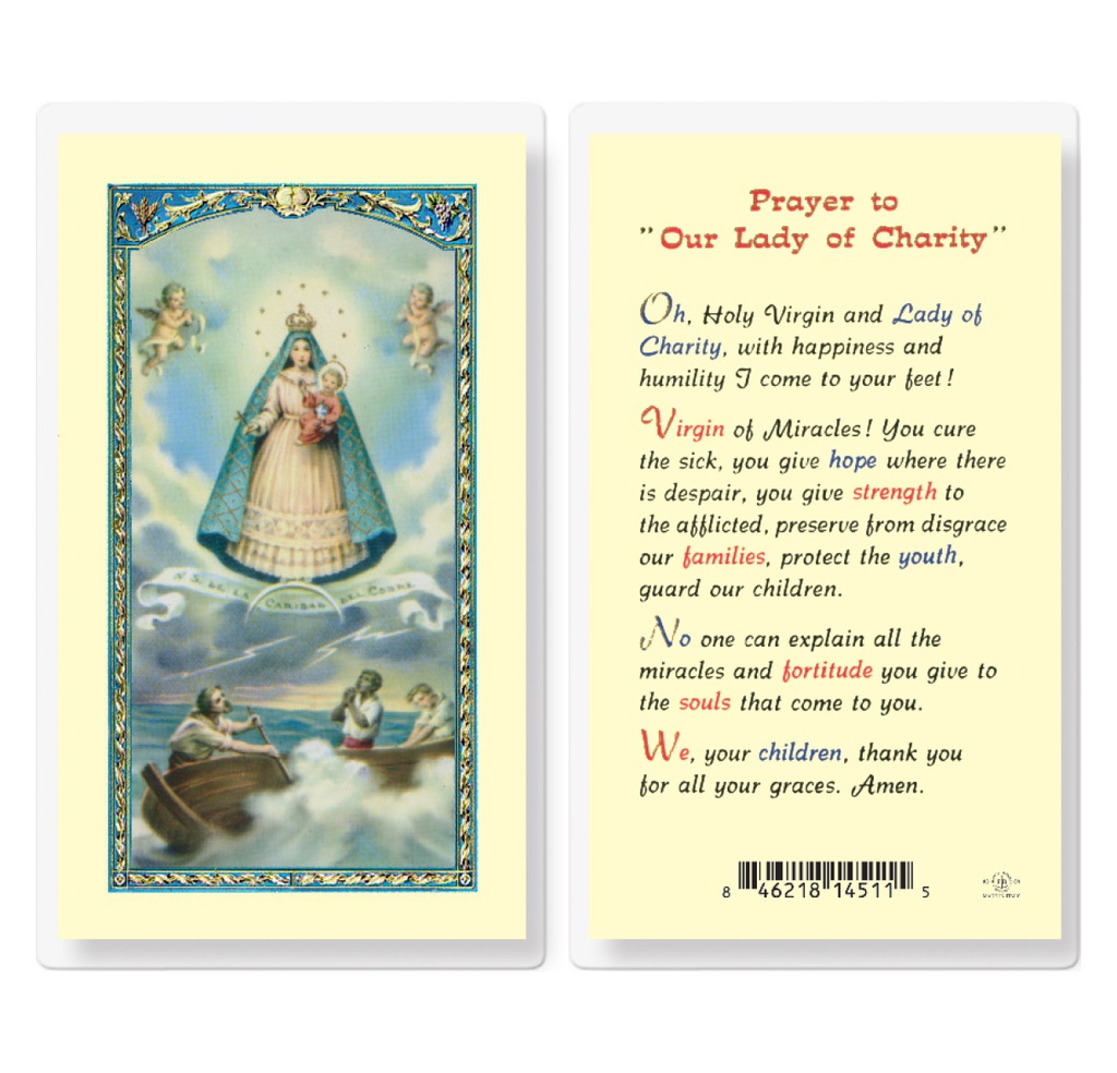 Prayer to our Lady of Charity Laminated Holy Card