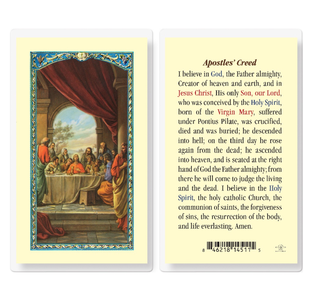 Apostle"s Creed - Last Supper Laminated Holy Card