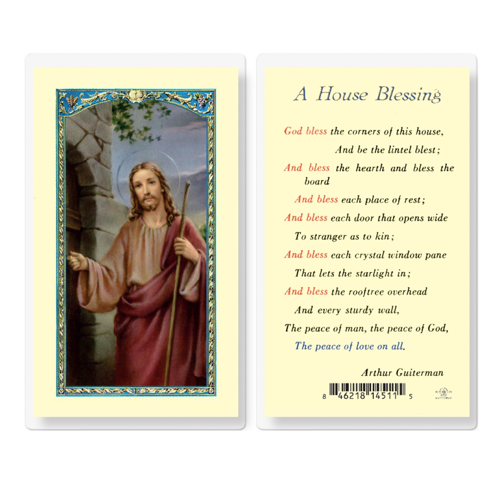 A House Blessing Christ Knock Laminated Holy Card