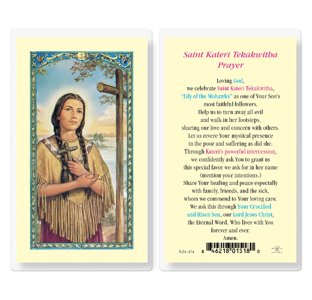Saint Kateri Tekakwitha Prayer Laminated Holy Card