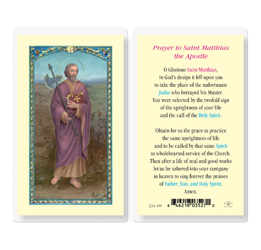 Saint Matthias Laminated Holy Card