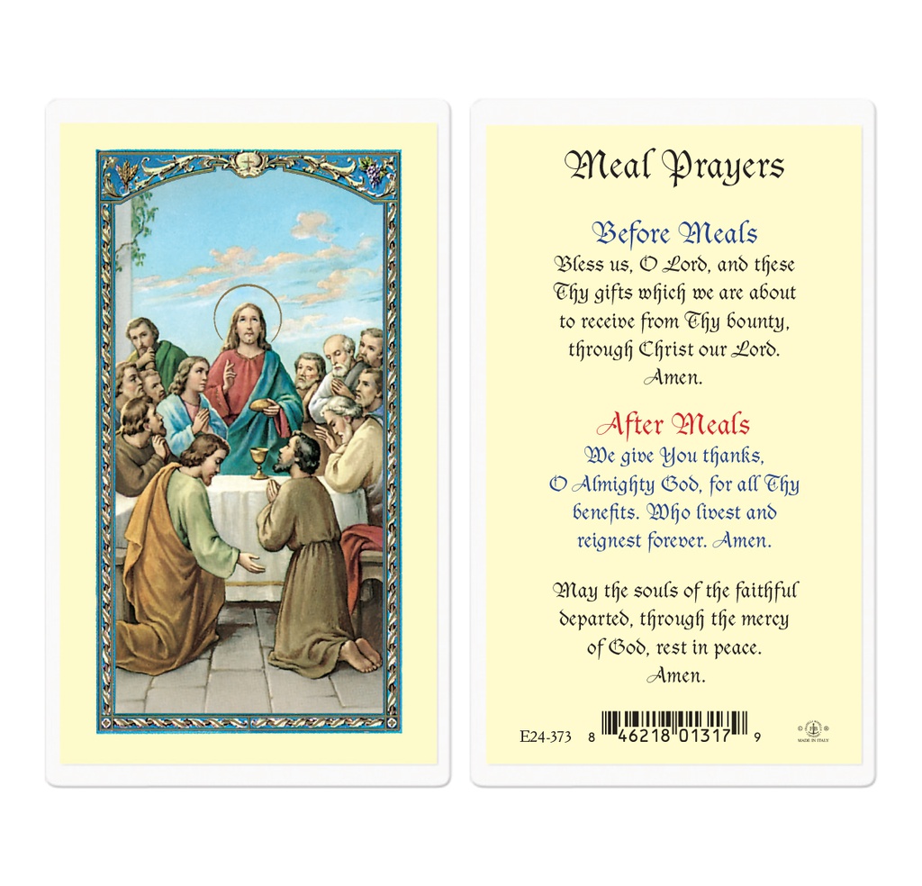 Meal Prayers The Last Supper Laminated Holy Card