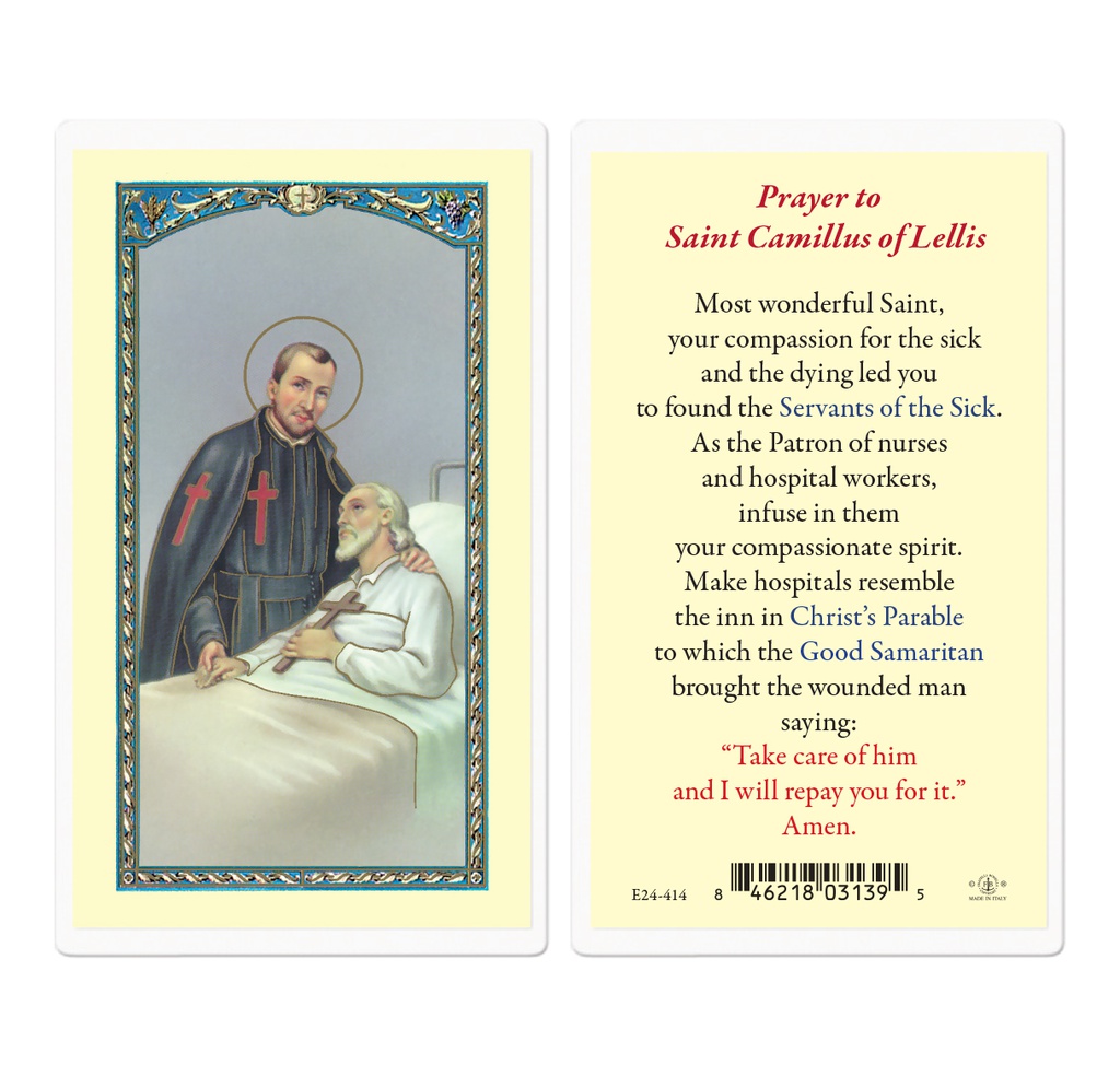 Saint Camillus Laminated Holy Card