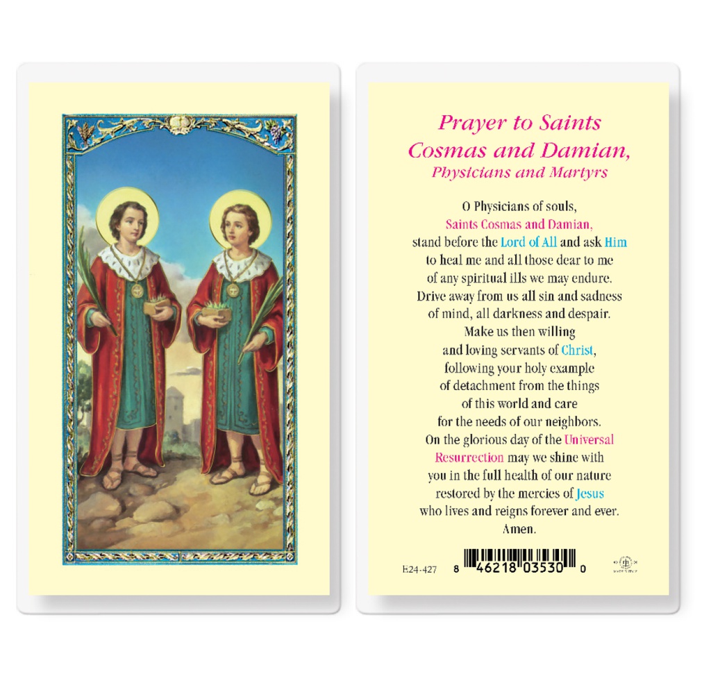 Saints Cosmos and Damian Laminated Holy Card