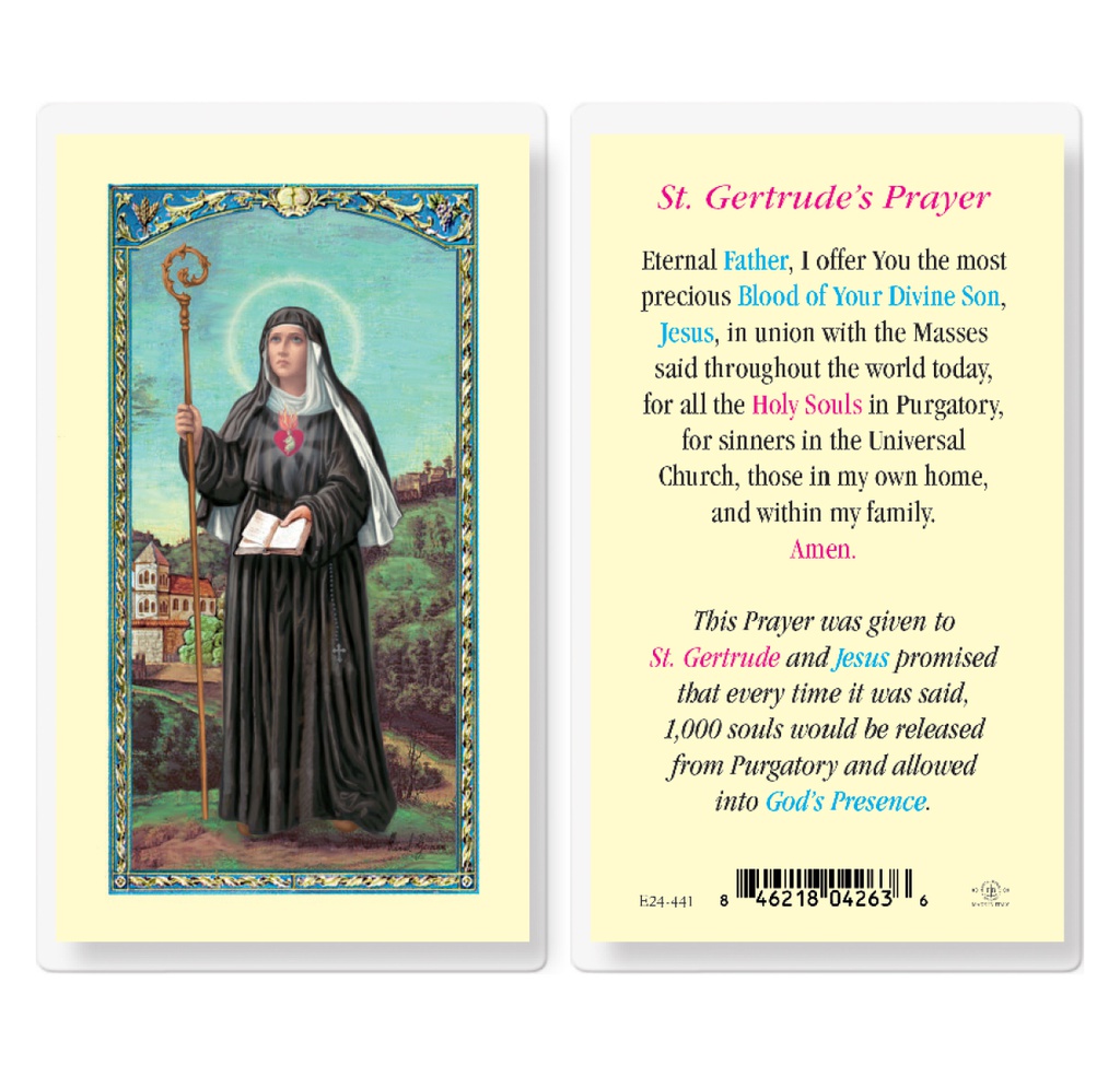 Saint Gertrude Laminated Holy Card