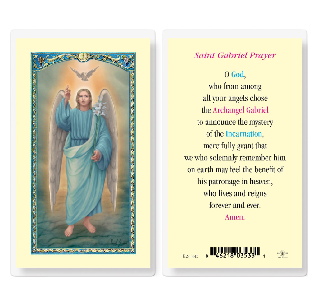 Saint Gabriel Laminated Holy Card