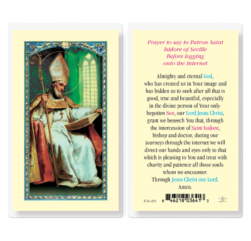 Saint Isidore of the Internet Laminated Holy Card