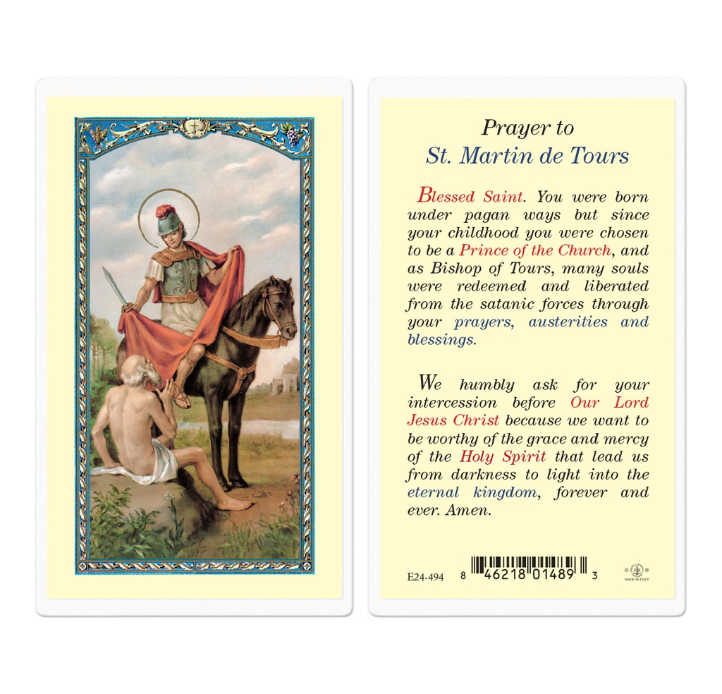 Saint Martin of Tours Laminated Holy Card