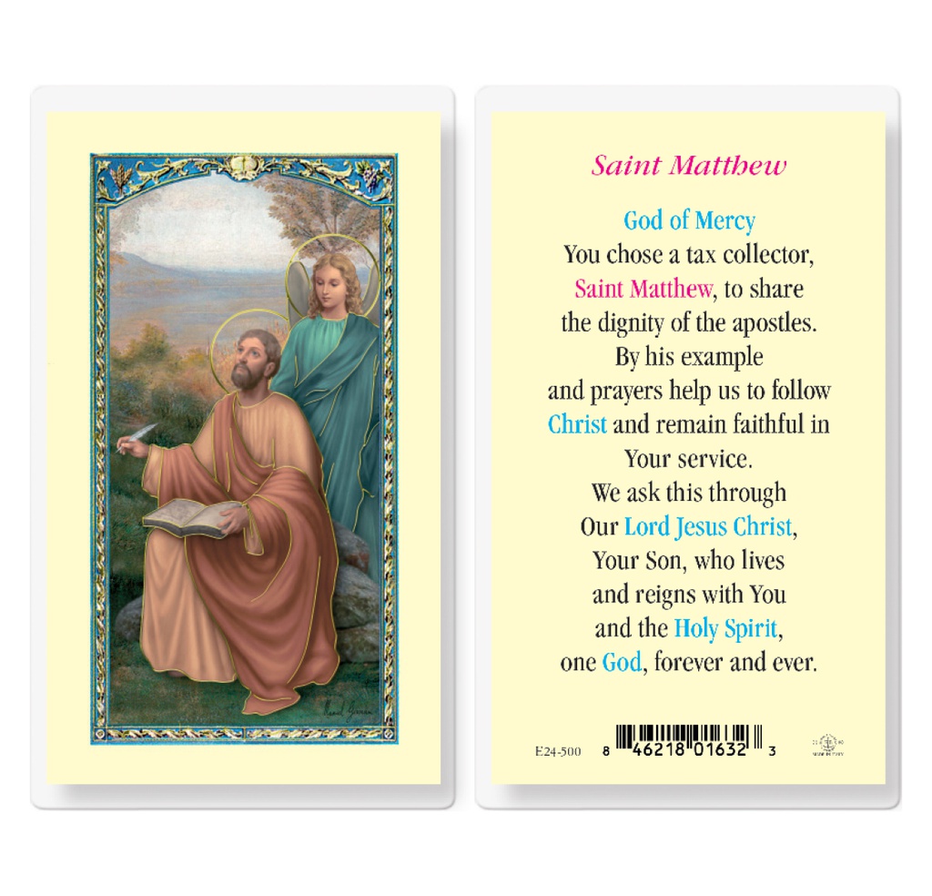 Saint Matthew Laminated Holy Card