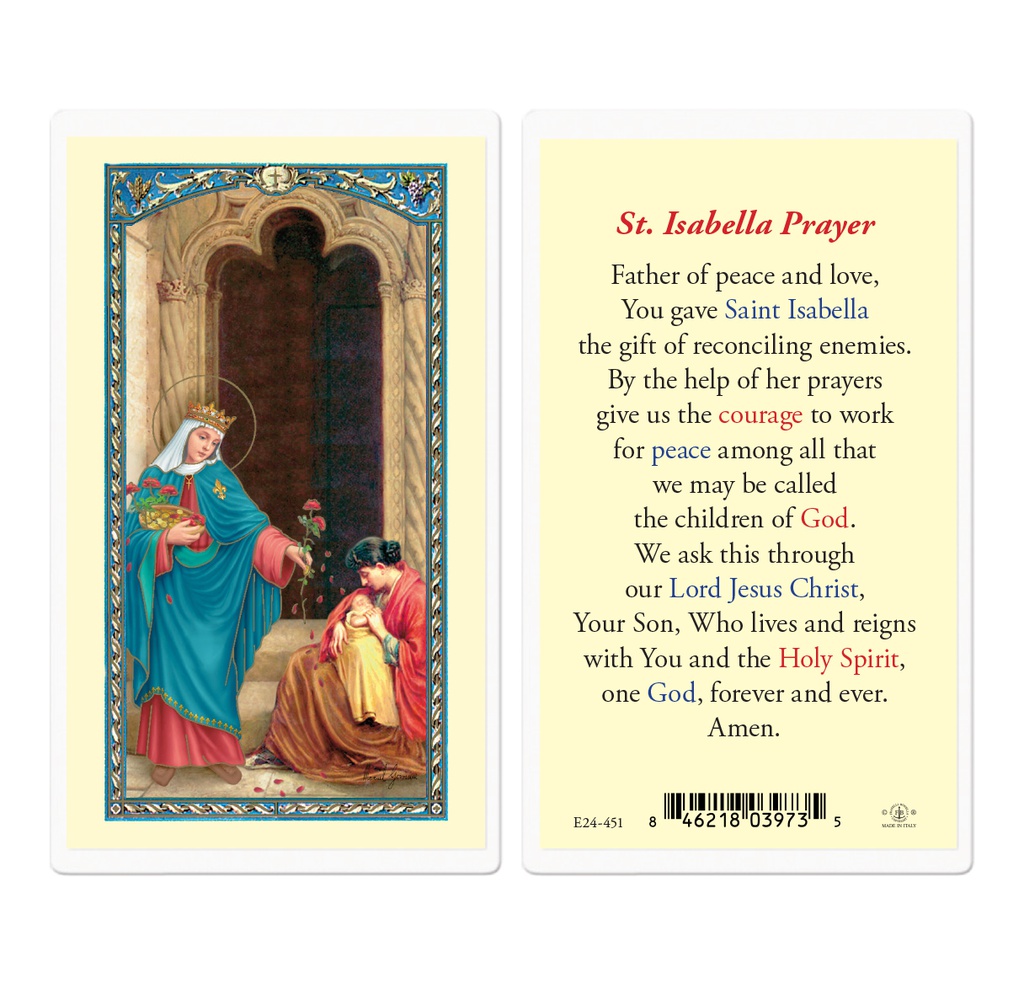 Saint Isabella Prayer Laminated Holy Card