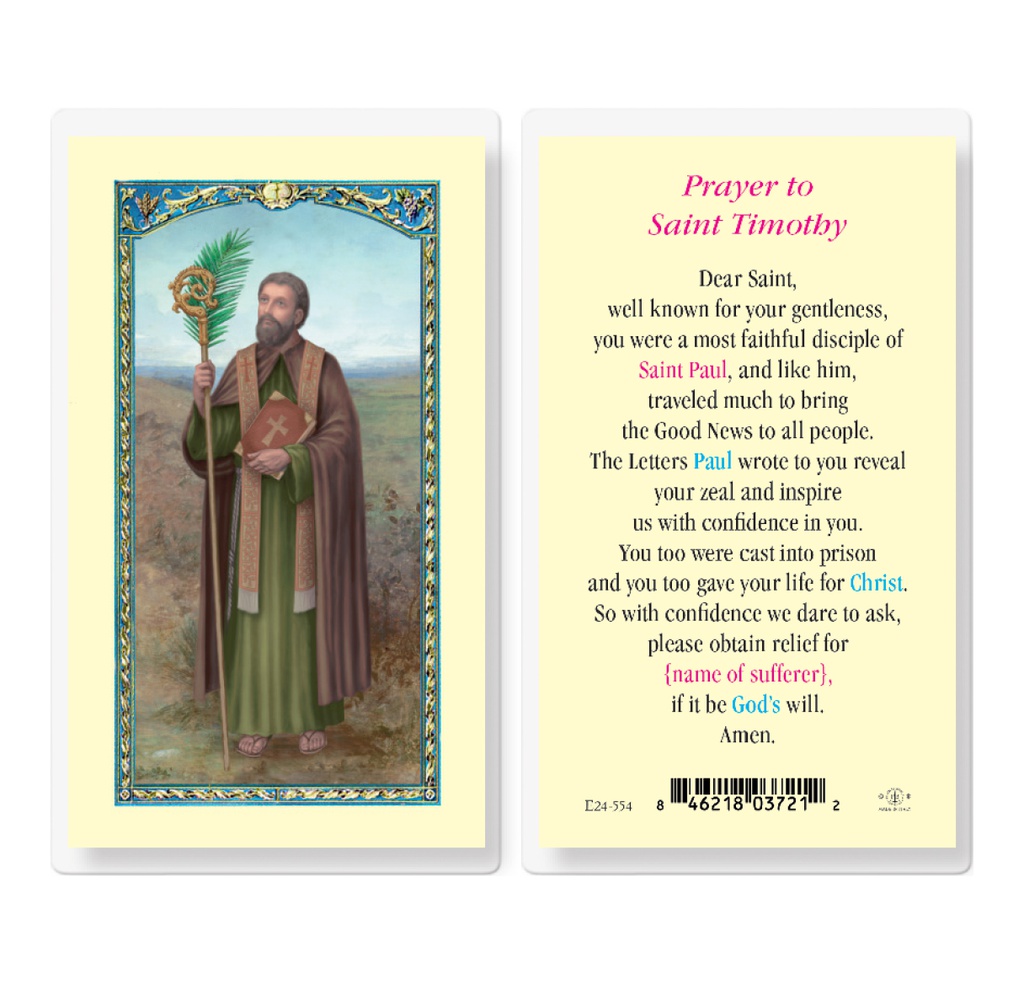 Saint Timothy Laminated Holy Card