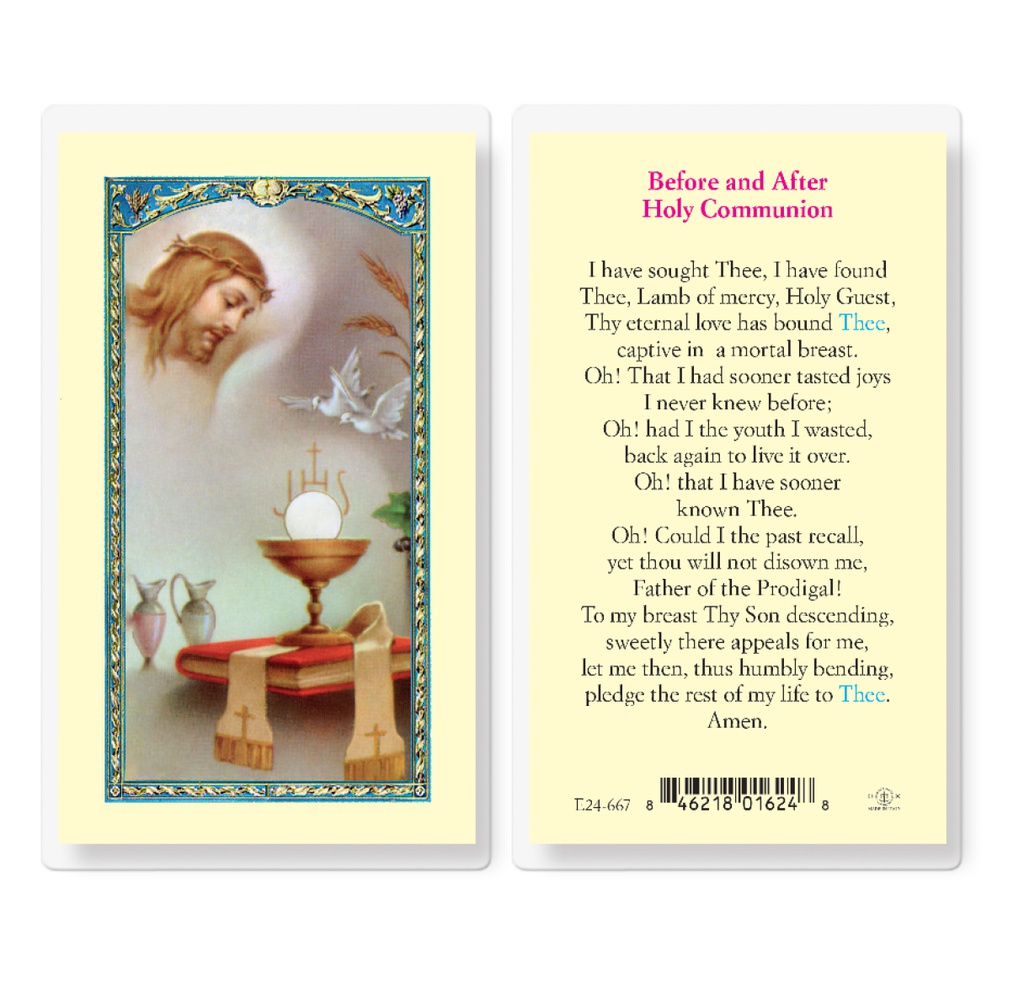 Prayer After Communion Laminated Holy Card