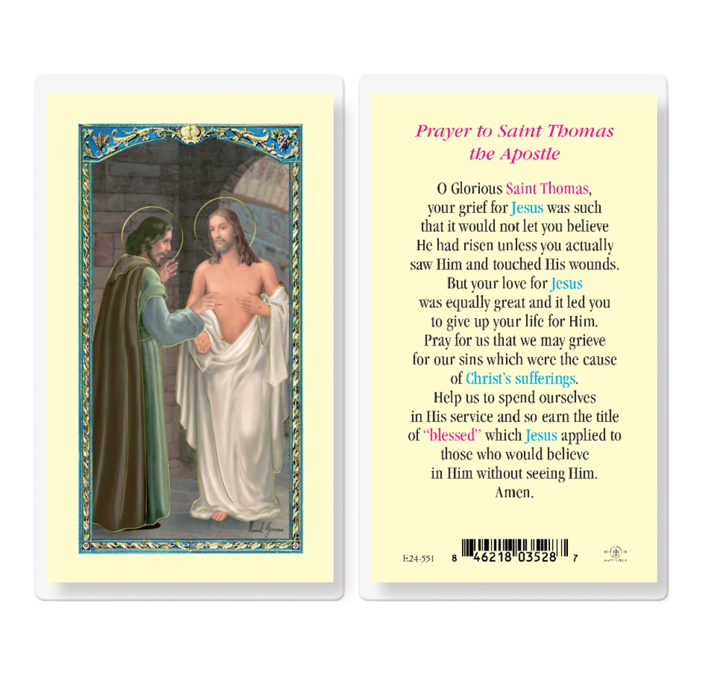 Saint Thomas the Apostle Laminated Holy Card