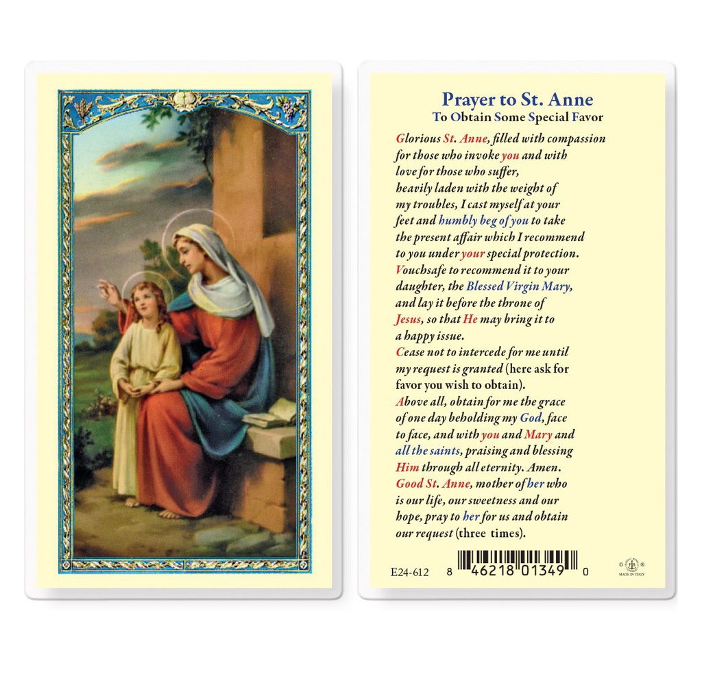 Saint Anne Obtain Favor Laminated Holy Card