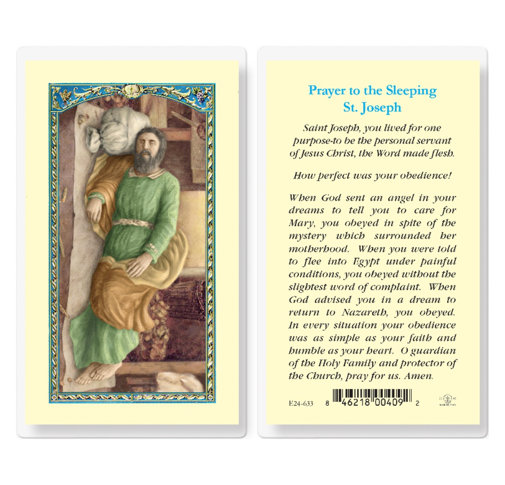 Saint Joseph Sleeping Laminated Holy Card