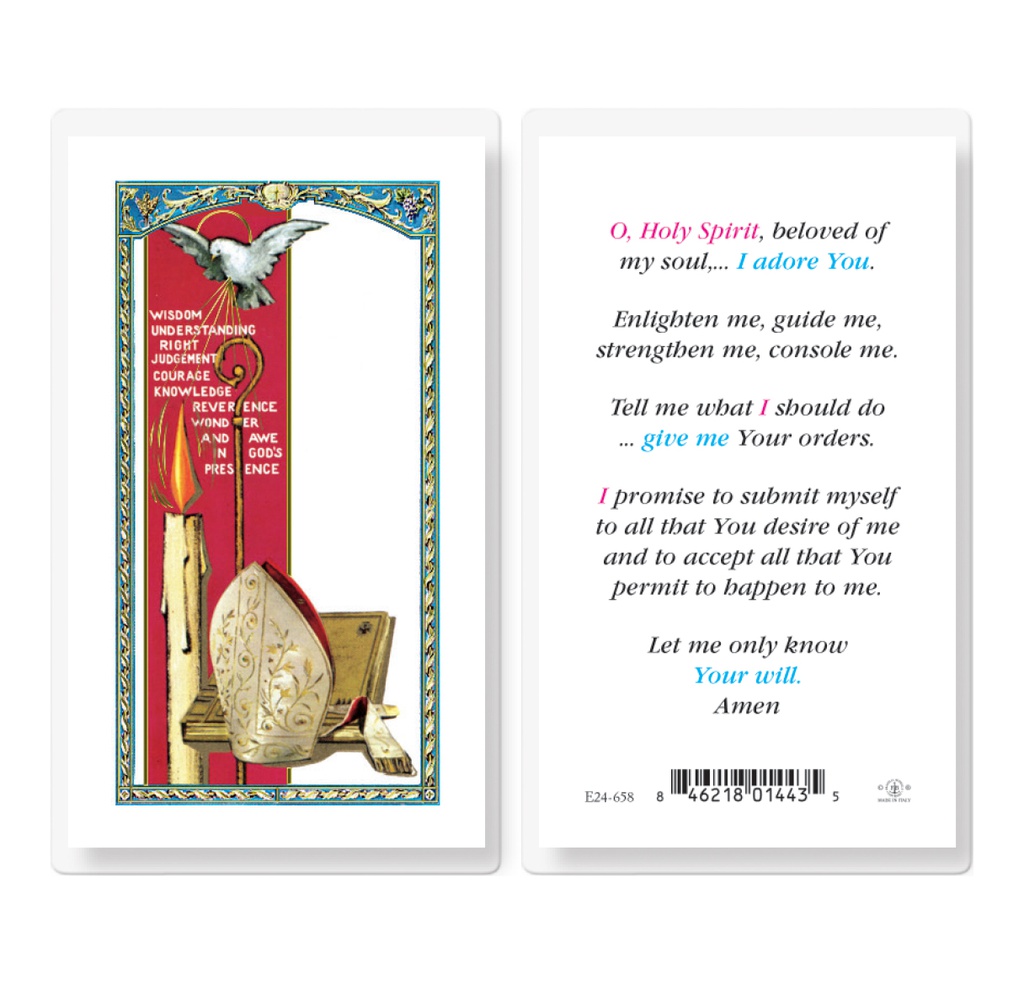 Confirmation Holy Spirit Seven Gifts Laminated Holy Card