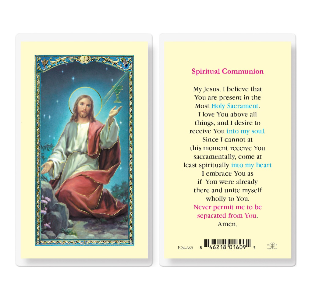 Spiritual Communion Laminated Holy Card